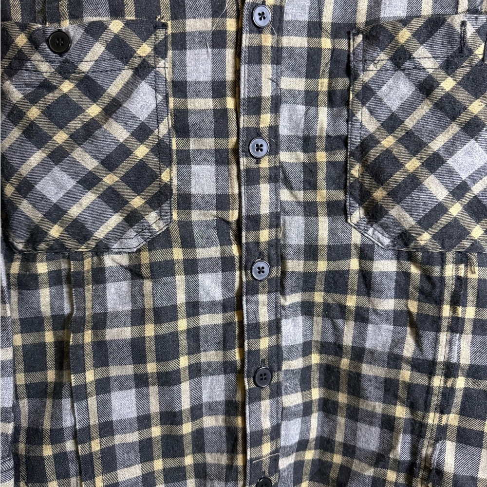 BDG Urban Outfitters Black Gray S Plaid Patchwork Flannel Shacket Granola Girl - Picture 7 of 9